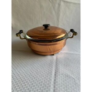 Coppercraft Guild Vintage Casserole Server with Pyrex Glass Dish